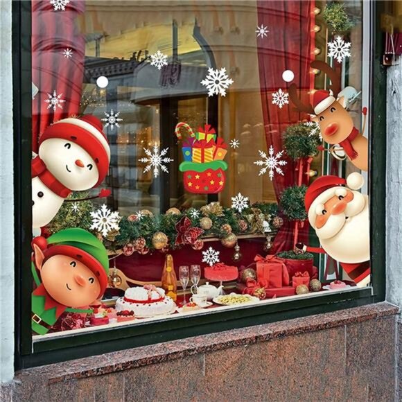 82PCS Christmas Snowflake & Holiday Window Clings - Picture 1 of 8